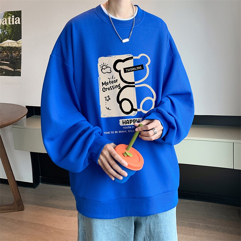 华夫格卫衣圆领卫衣男大码长袖t恤男外套HW76352-P30,男装卫衣,电商A040