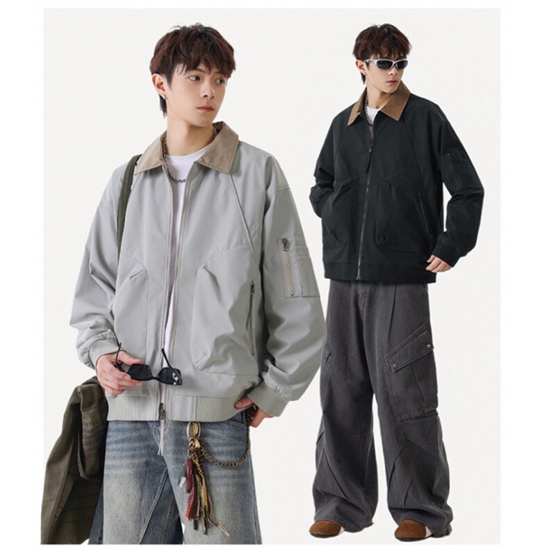 美式飞行员夹克男款解构弯刀短款外套廓形翻领棒球服JK02557-P70,男装夹克,星座308B-2