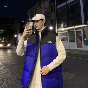 有版权现货刺绣立领宽松外套马甲时尚男款韩版羽绒服MJ02P65控98图片