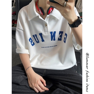 polo衫男潮流印花大码情侣翻领四色短袖T恤T3540-P33【特价】图片