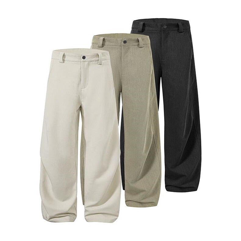 春夏美式高街褶皱休闲裤男女西裤直筒垂感裤子潮牌百搭阔腿长裤子，男装西裤，电商A443