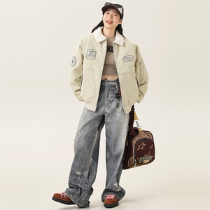 2025冬季新款男装日系潮牌纯色宽松休闲棉服加厚外套MY386-F172