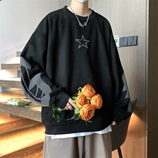 22秋新款麂皮发泡印花宽松休闲oversize套头卫衣B266-Y605-P60，男装卫衣，星座B257-1