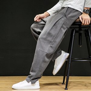 中国风男装亚麻休闲裤裤男复古大码棉麻哈伦裤子6008-1/K031/P75图片