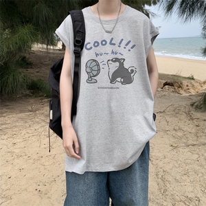 夏季新款外景港风宽松运动无袖T恤男潮牌休闲坎肩背心 BX9690/P25图片