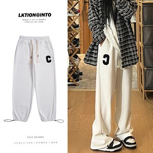 秋季新款C字毛巾绣华夫格编织绳休闲裤女模 XZ604-KP77-P55控68图片