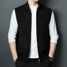 新款秋季男装背心立领男士休闲时尚宽松薄款纯色上衣中年免烫马甲，男装背心/马甲，电商B212（原钱塘6029）