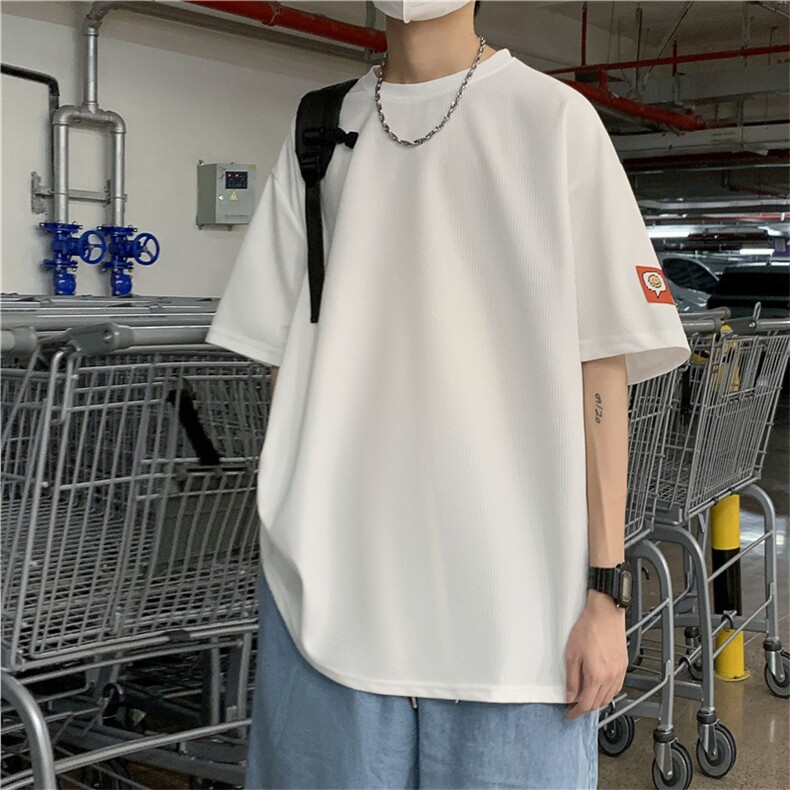 短袖t恤男潮牌ins港风夏季华夫格上衣百搭半袖体恤潮T07824-P25,男装T恤,星座308B-1