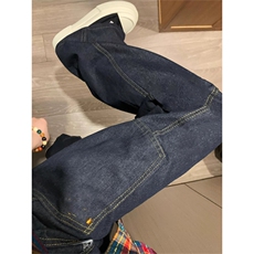 【有货】XK8091CC-特P55格纹拼接baggy水洗萝卜牛仔裤子，男装牛仔裤，星座1007（原301D）