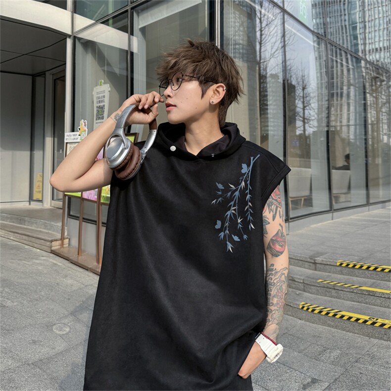 麂皮绒连帽背心坎肩男T恤美式港风JLB442-P30控48,男装背心/马甲,电商B370