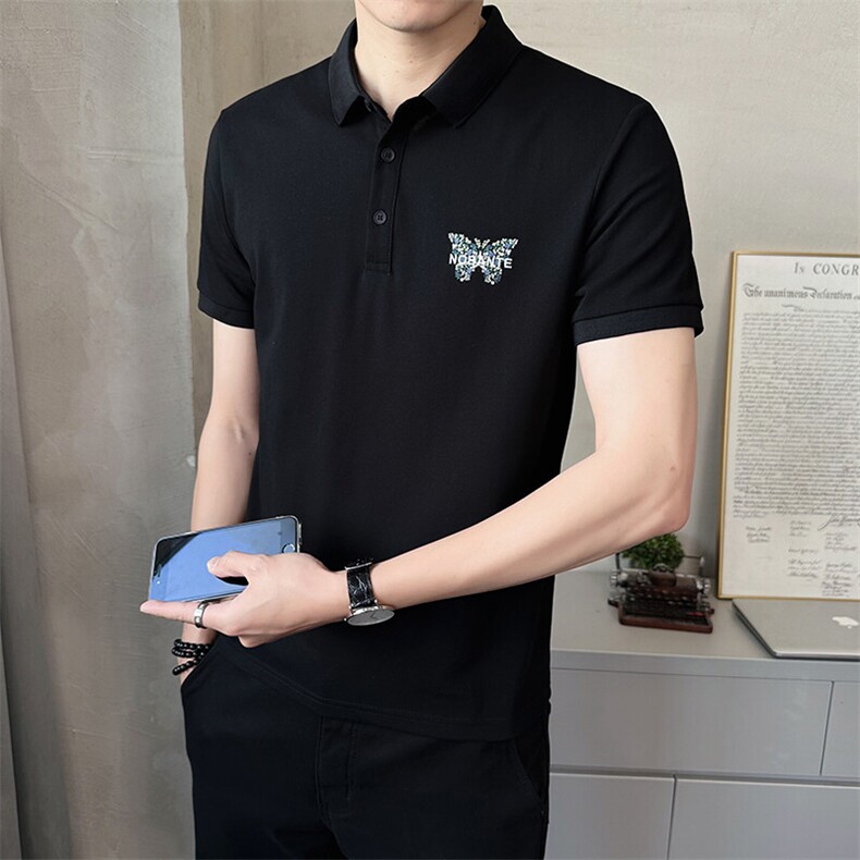 男装Polo衫夏季2025新款短袖翻领刺绣t恤男C317-1853-P55图片