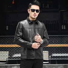 J520男式秋冬新款翻领头层绵羊皮皮衣男夹克P580，男装皮衣，电商B360