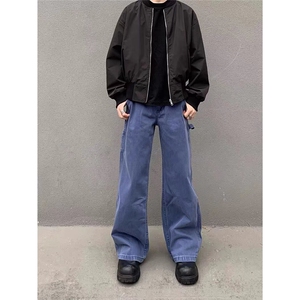 1506-1/NNZ231/P72牛仔优雅蓝法工裤男重工水洗直筒宽松工装休闲图片