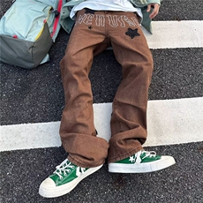 冬季潮流男直脚宽松直筒水洗长裤印花牛仔裤刺绣NB31P55，男装牛仔裤，星座1116-2