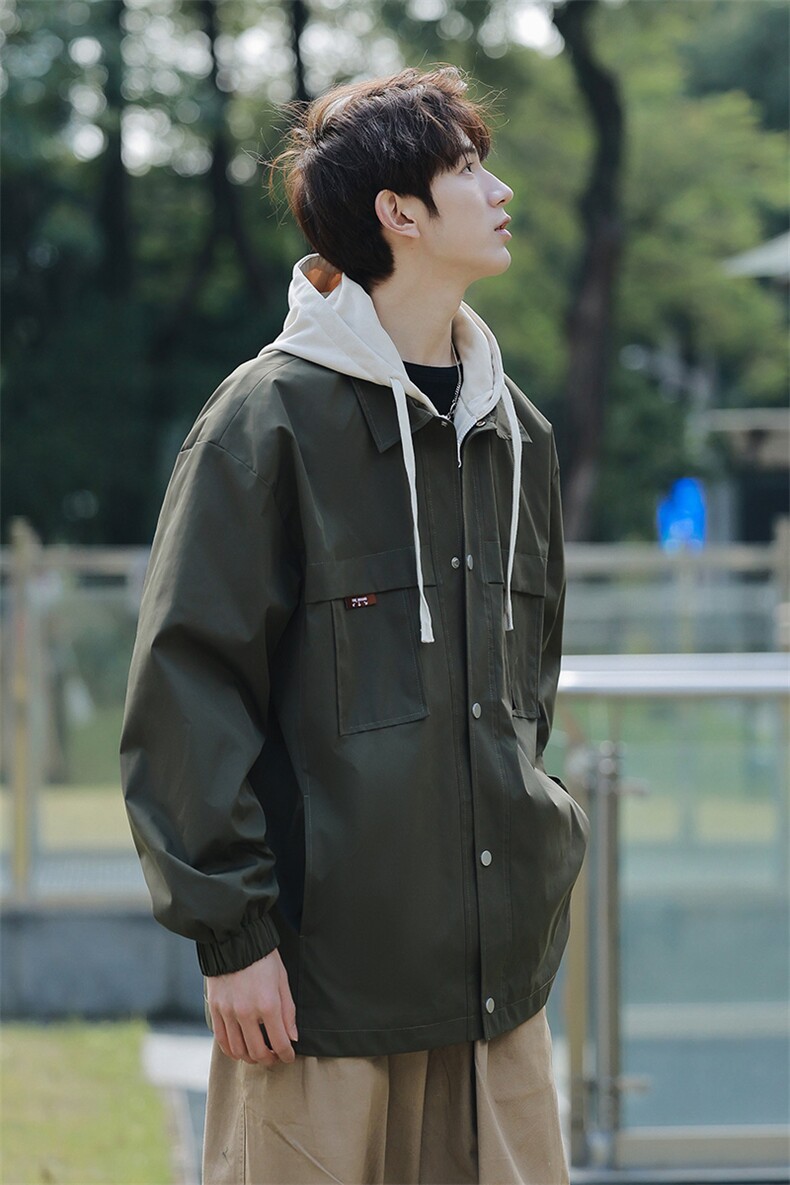 XZ214-8JK9968P85港风连帽假两件宽松百搭夹克外套,男装夹克,星座1204-3
