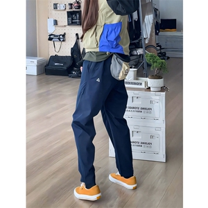 藏青色微锥三角标冲锋裤男美式机能户外三防速干软壳工装裤子夏季图片