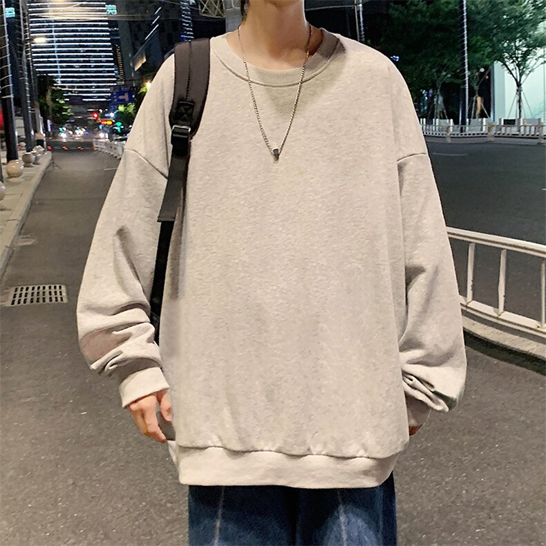 S6099-P28加绒款-P33秋季圆领卫衣男大码韩版宽松长袖外套,男装卫衣,电商A040