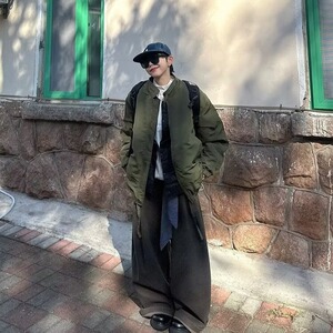 美式复古垂感免烫休闲西裤男宽松褶皱拖地裤高级感毛呢高腰阔腿裤图片