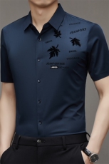 爸爸夏装短袖衬衫商务休闲男士上衣服夏季薄款衬衣夏天中年人男装，男装衬衫，电商B212（原钱塘6029）