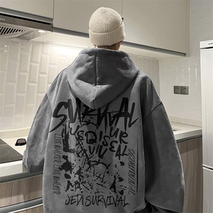W6122 P55 控78 400克高品麂皮绒宽松带帽潮男卫衣港风男女图片