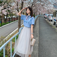 网纱连衣裙2021夏季季新款休闲舒适纯色常规，女装连衣裙，艾艾淮淮