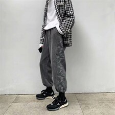 牛仔裤男新款直筒宽松束脚裤ins港风潮牌帅气老爹长裤NZK299-P45，男装牛仔裤，星座1008-2