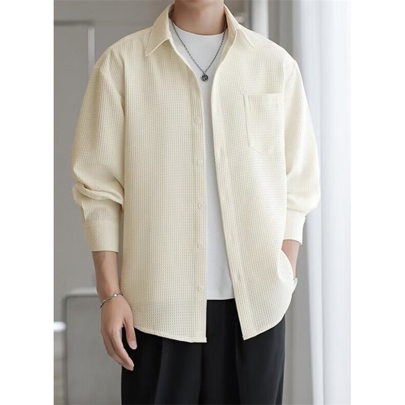 春秋长袖男士圆领棉麻衬衫多色休闲时尚风立领寸衫C13，男装衬衫，星座1116A（原606A-3）