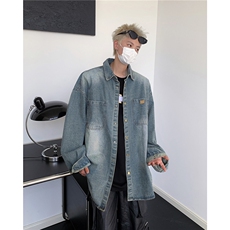 GC9699-P58美式潮牌复古洗水牛仔衬衫男秋季宽松休闲衬衣外套男，男装衬衫，电商C233