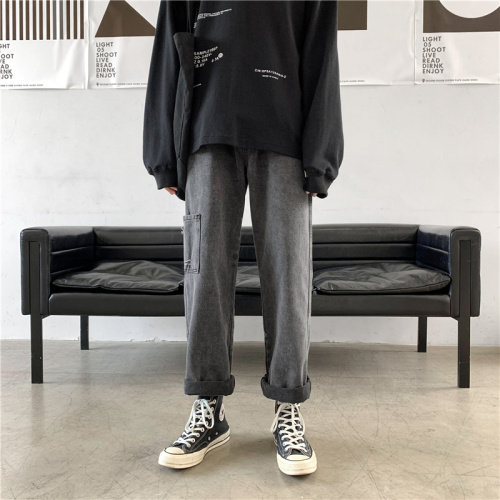 春秋直筒牛仔裤男潮流韩版百搭宽松中性休闲裤子1008-1-KZ367-P40,男装牛仔裤,星座1008-1
