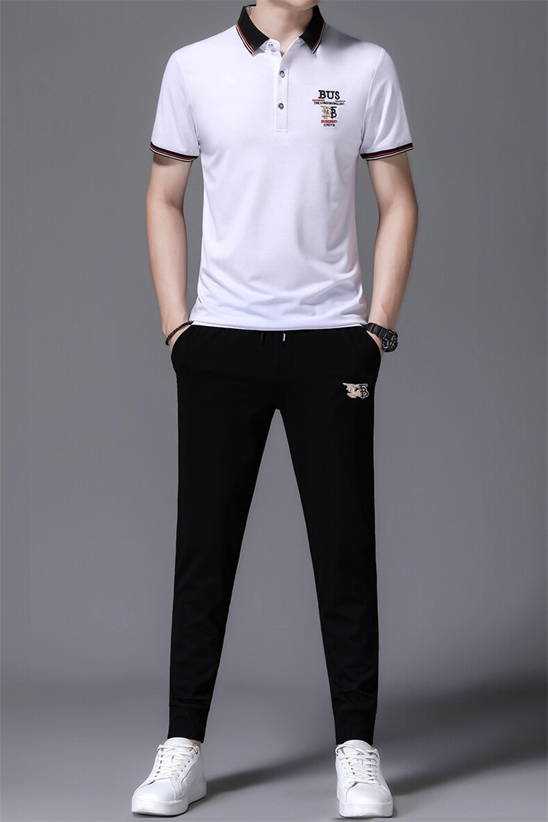 HP536夏季新款男士休闲套装刺绣男装百搭二件套,男装休闲套装,电商B360