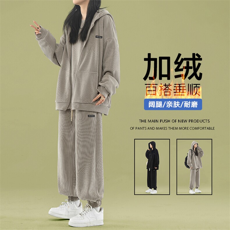 重磅条绒款垂顺休闲时尚百搭宽松套装SJT871特批176加绒特批206图片
