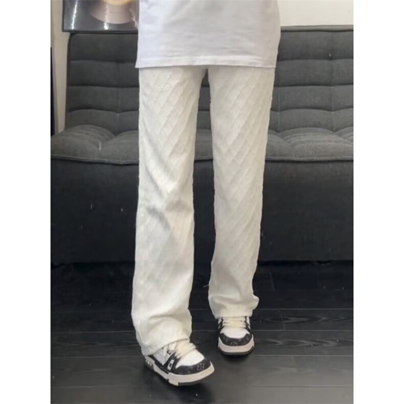 宽松提花牛仔裤休闲裤女早春高腰直筒裤拖地阔腿裤长裤子K7132,男装牛仔裤,星座1116A（原606A-3）