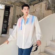 WE1580-P452025秋季新款潮流冰丝渲染彩虹衬衫，男装衬衫，电商B323A