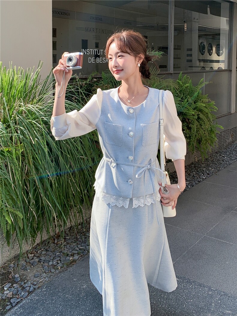 2026年春季法式优雅早春两件套套裙女温柔风气质穿搭,女装套装/套裙,霓裳依族