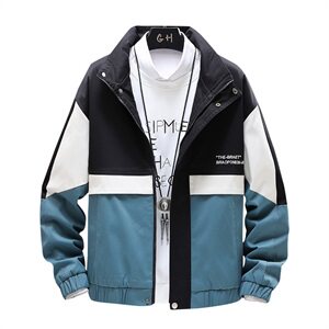 男士外套韩版潮流秋季新款休闲撞色拼接连帽工装夹克男JK173-P70图片