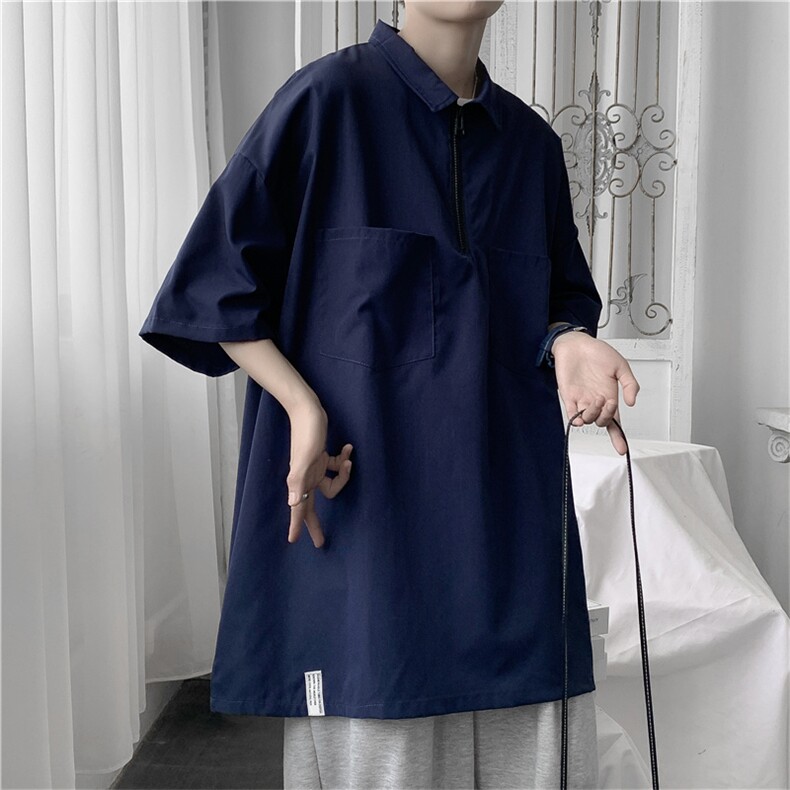 夏季工装衬衫男短袖衬衣港风宽松休闲衬衫 C203P35图片