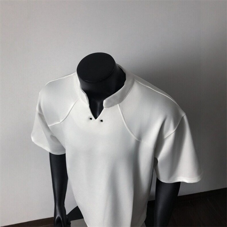 【有货】DT59-P40夏季重磅t恤男V领宽松半袖纯棉正肩高级感痞帅潮,男装T恤,星座603-2
