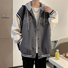 春秋潮牌宽松ins高街情侣上衣连帽拼接棒球服夹克男W5417-P60，男装夹克，星座512-2