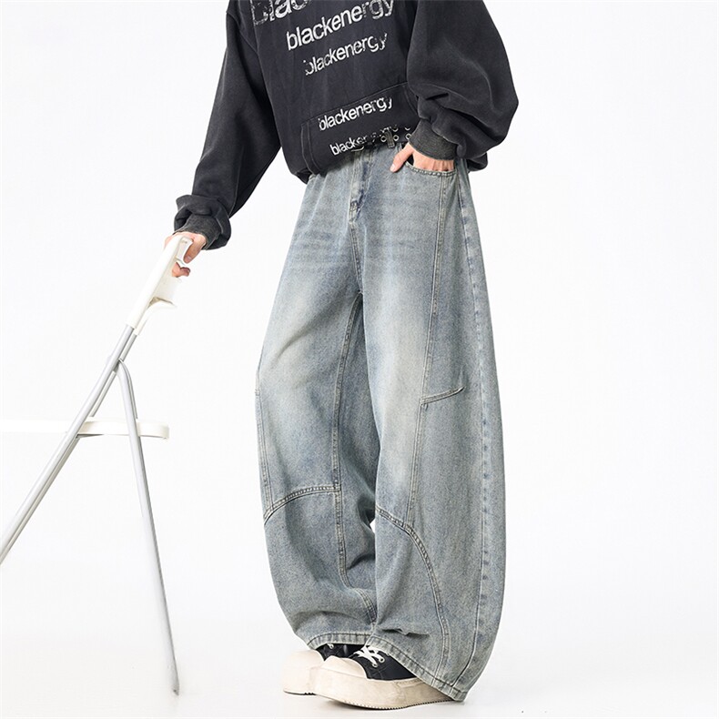 K996-特P45美式弯刀牛仔裤男女情侣阔腿裤子,男装牛仔裤,电商B369（原A024）