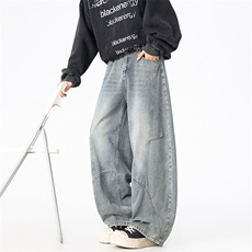 K996-特P45美式弯刀牛仔裤男女情侣阔腿裤子，男装牛仔裤，电商B369（原A024）