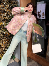 现货！2607A款新中式提花刺绣短款轻薄羽绒服女，女装羽绒服，衣秀之家