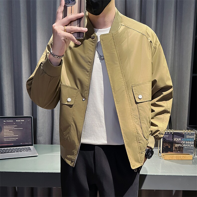 社会小伙秋装新款男时尚工装夹克男店主外套JK81B-P78控128卡其,男装夹克,星座301B-1