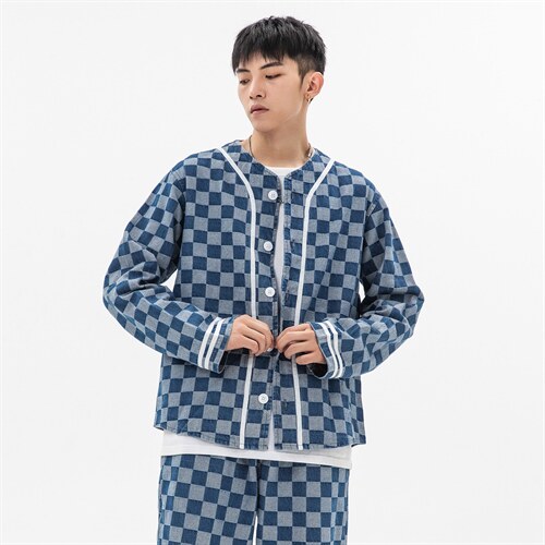 秋冬大码风日系复古港风棒球衬衫牛仔夹克外套潮F17/P75，男装夹克，钱塘713