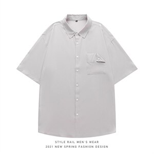 2021年夏季新款纯色衬衫男白底平铺短袖衬衫DS-C407-CS302-P35图片