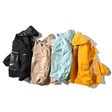 709-JK31-P9020秋款情侣宽松字母印花透明大口袋连帽夹克，男装夹克，星座709