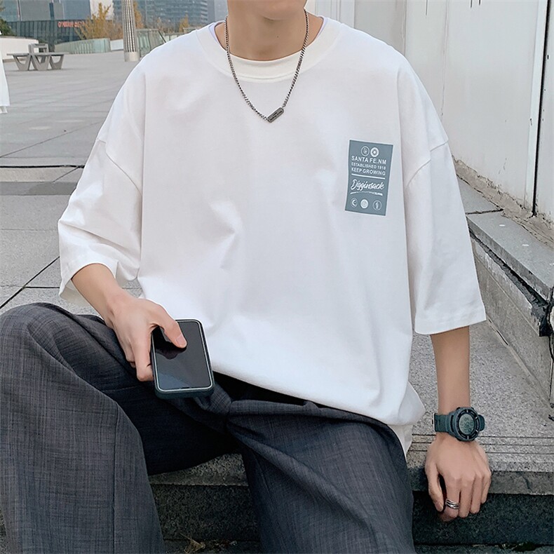 DX56P35港风纯短袖青少年学生百搭休闲潮流宽松T恤纯上衣,男装T恤,星座1204-3