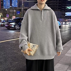 高领毛衣男秋冬季宽松针织衫大码慵懒风打底半拉链外套MY246P50，男装针织衫/毛衣，星座410-2