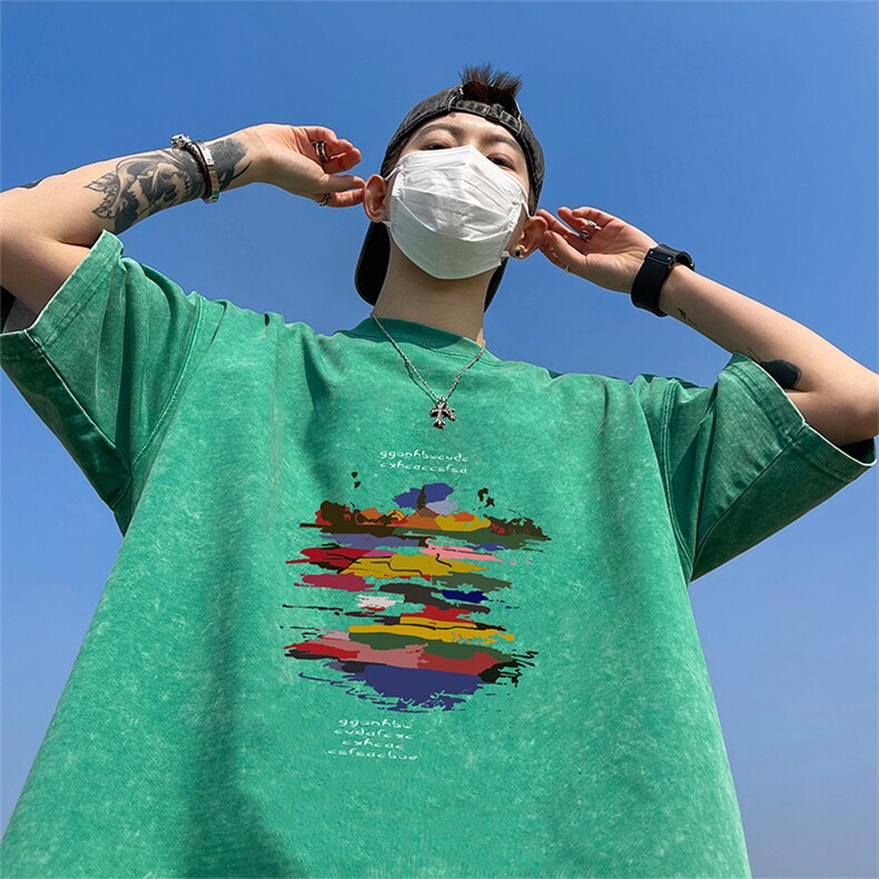 量大优可供抖音视频支持得物品质配合二开美式水洗短袖t恤SX96,男装T恤,电商A486