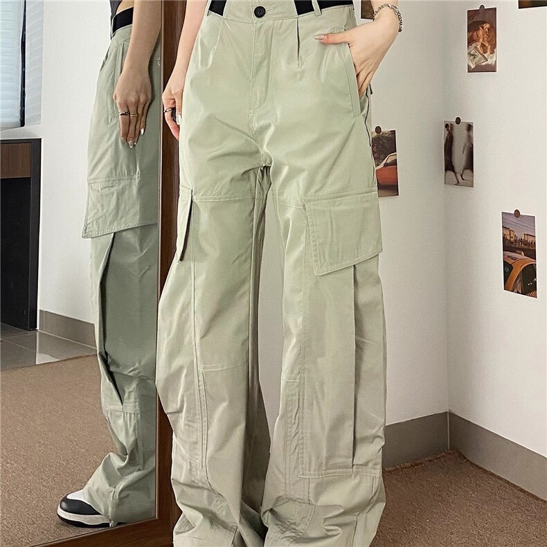 美式cargo重工大口袋工装裤男女潮牌高街复古廓形结构伞兵冲锋裤，女装休闲裤，星座1210-1
