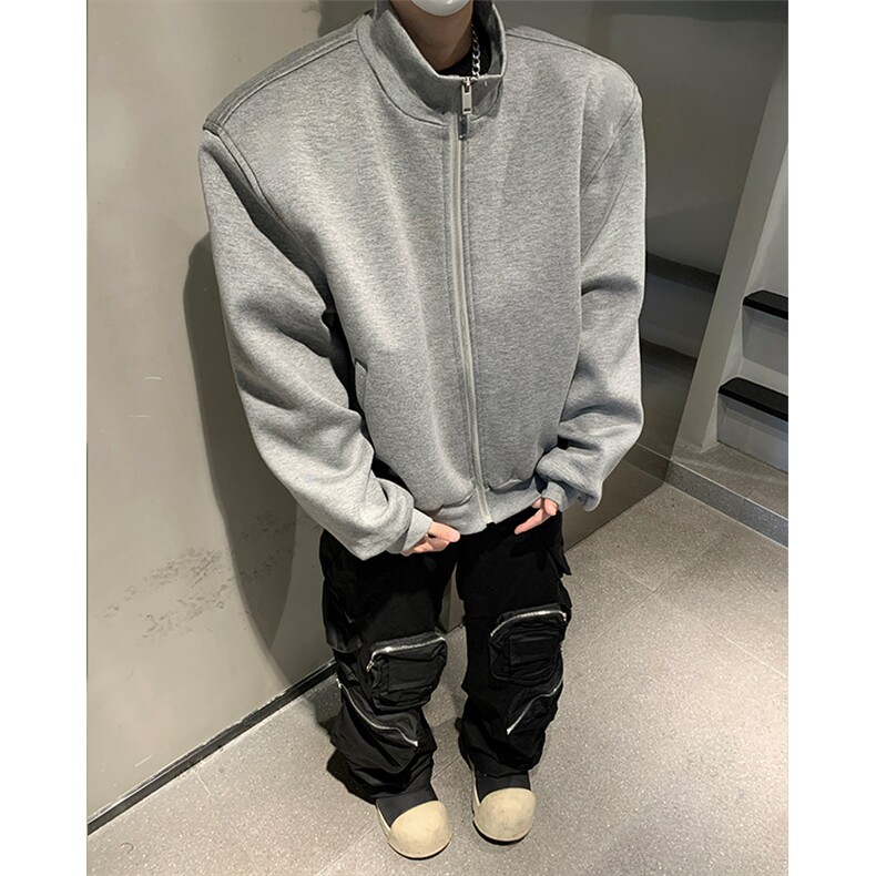 517A-8-W9291-P88秋季新款现货重磅50棉垫肩基础款开衫卫衣,男装卫衣,星座517A-8（原B282）